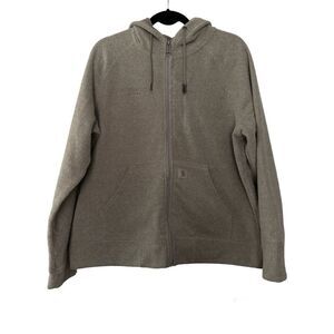 Men's Carhartt Full Zip Hoodie SZ XL Tan Embroidered Basic Workwear Fleece